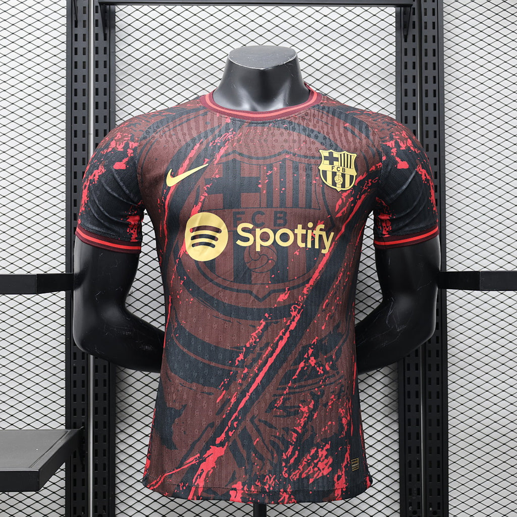 Camiseta FC Barcelona Gris y Roja Edición Especial 2024/25 Versión Jugador - frente