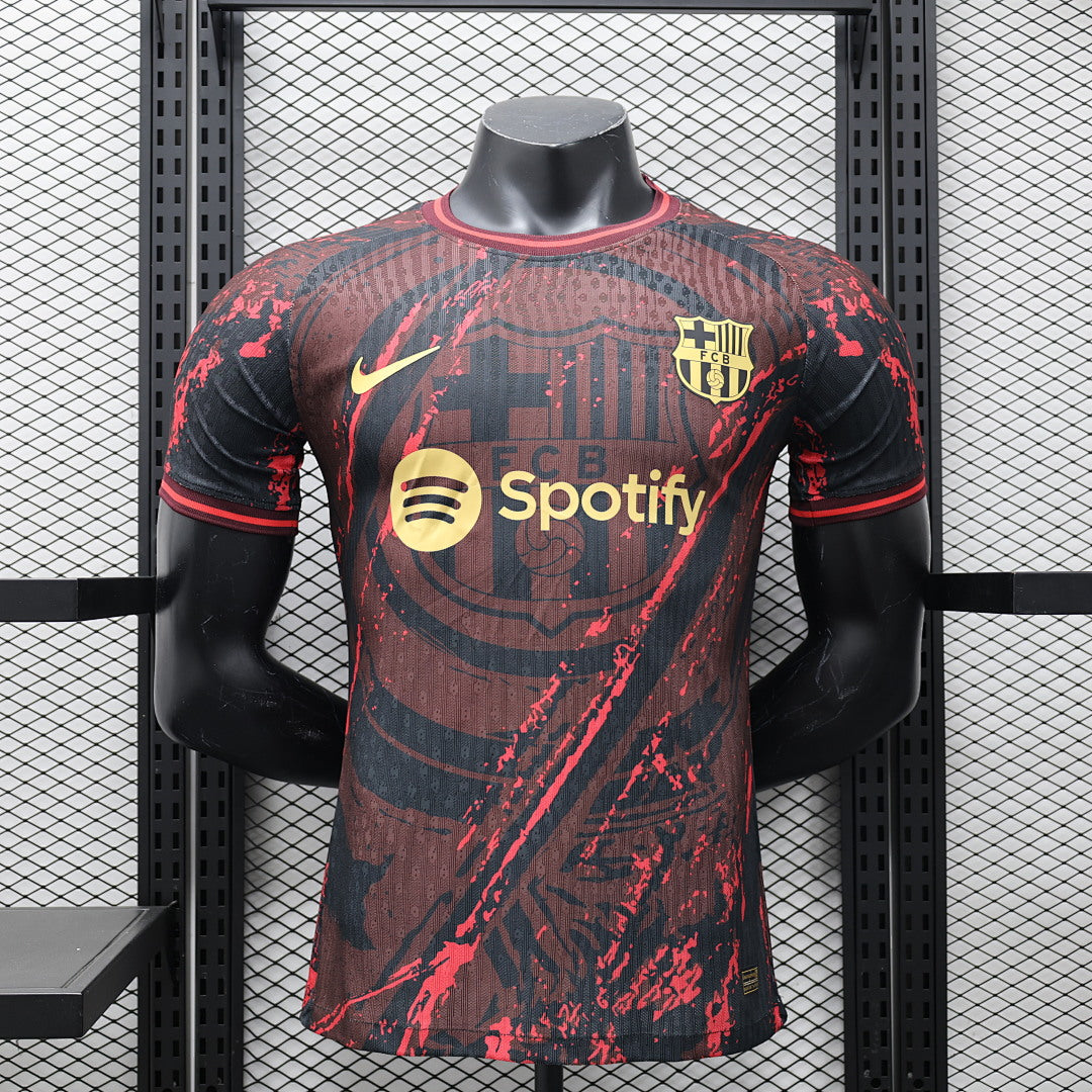 Camiseta FC Barcelona Gris y Roja Edición Especial 2024/25 Versión Jugador - frente
