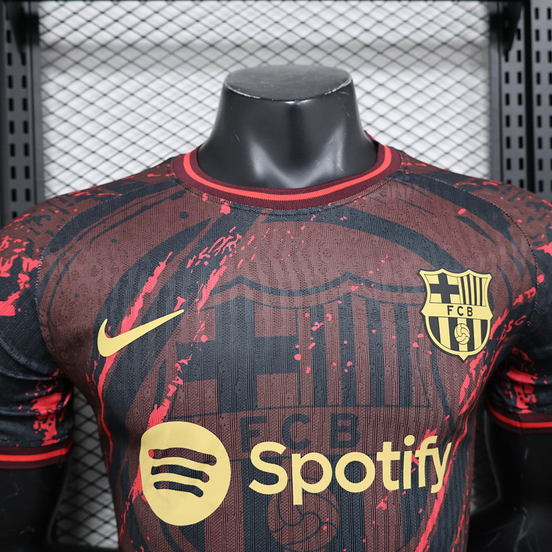 Camiseta FC Barcelona Roja y Gris Edición Especial 2024/25 Versión Jugador - espalda