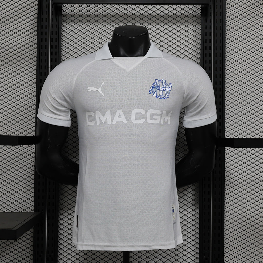 Camiseta Olympique de Marsella Gris Claro y Negra Edición Especial 2024/25 Versión Jugador - frente