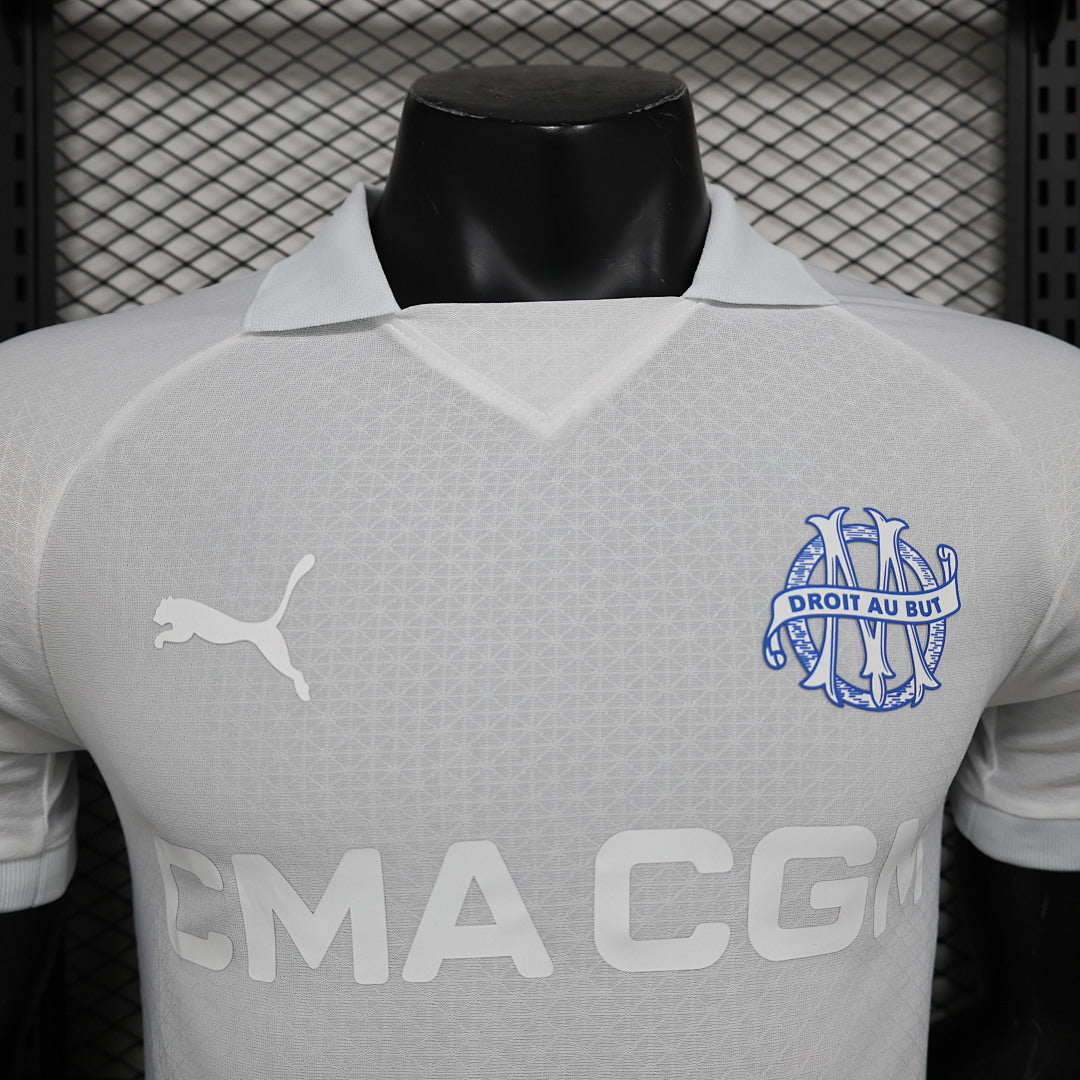 Camiseta Olympique de Marsella Gris Claro y Negra Edición Especial 2024/25 Versión Jugador - espalda