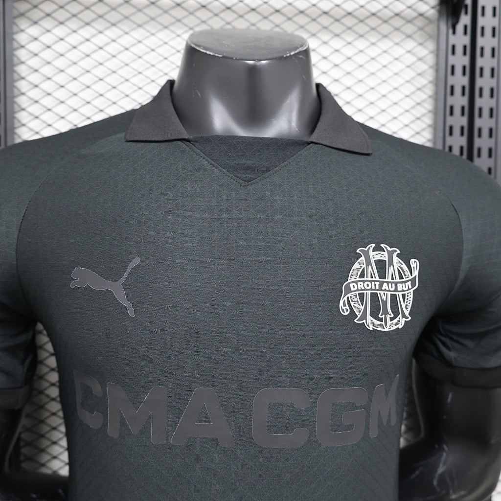 Camiseta Olympique de Marsella Gris y Negra Edición Especial 2024/25 Versión Jugador - espalda