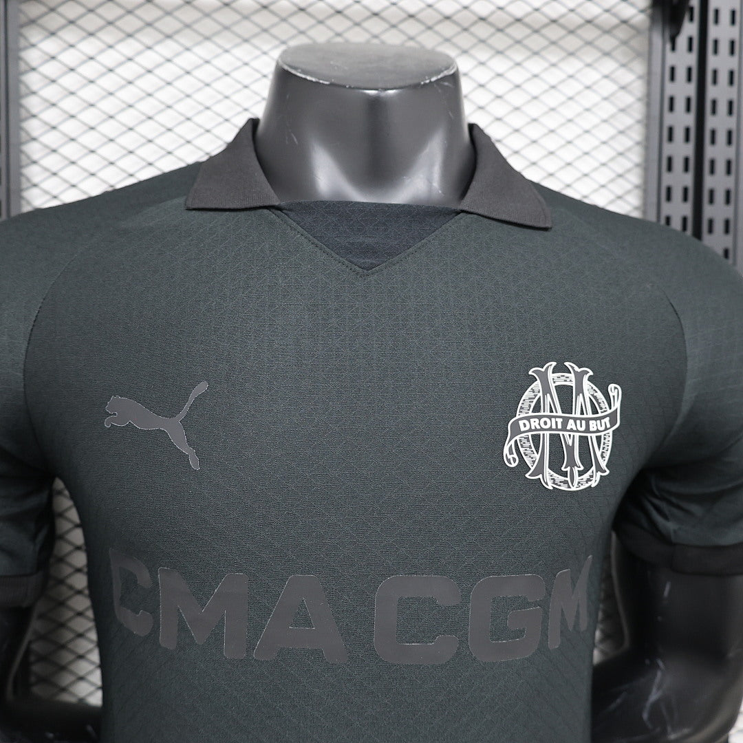 Camiseta Olympique de Marsella Gris y Negra Edición Especial 2024/25 Versión Jugador - espalda