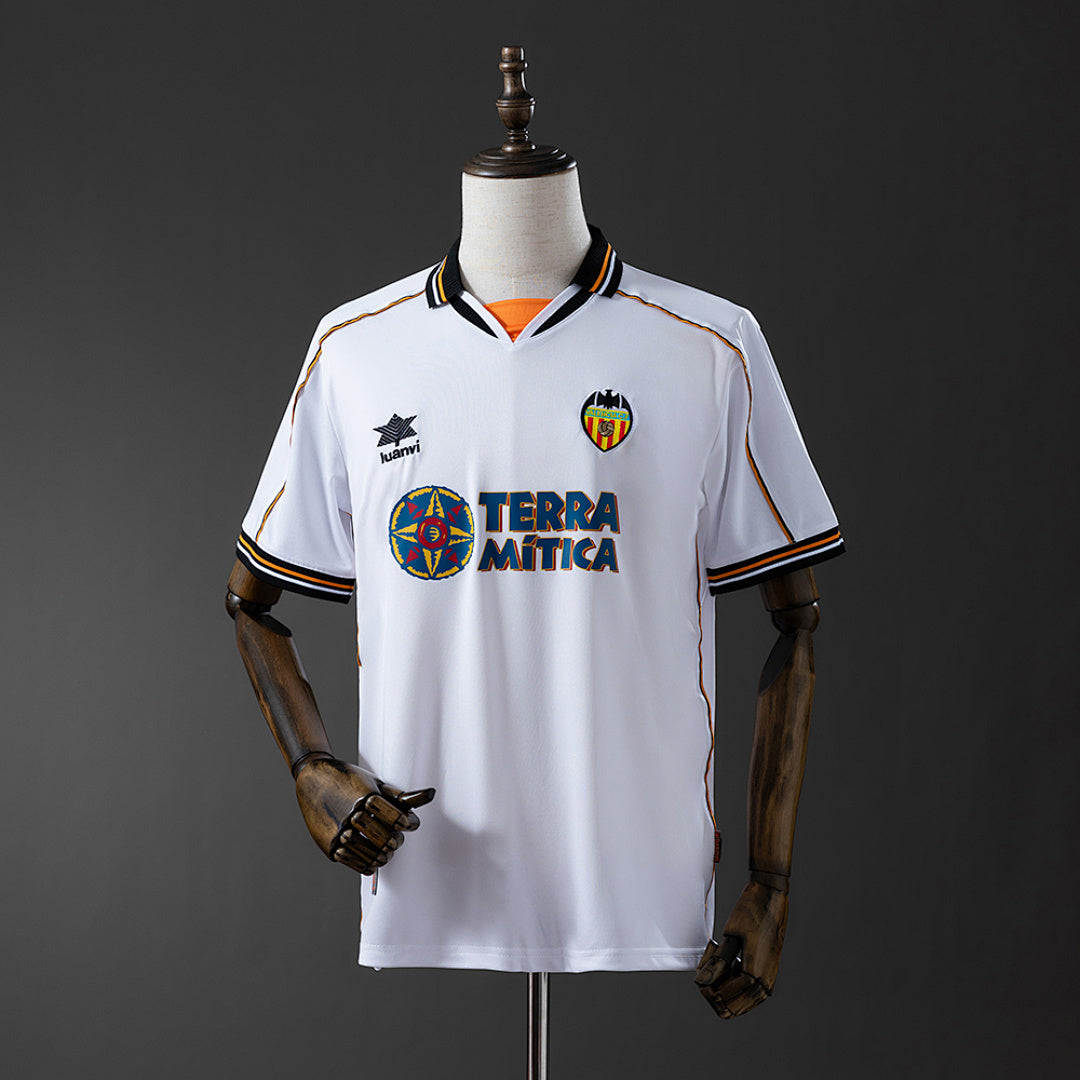 Camiseta Retro Valencia CF Local Negra y Celeste 99/00 - frente