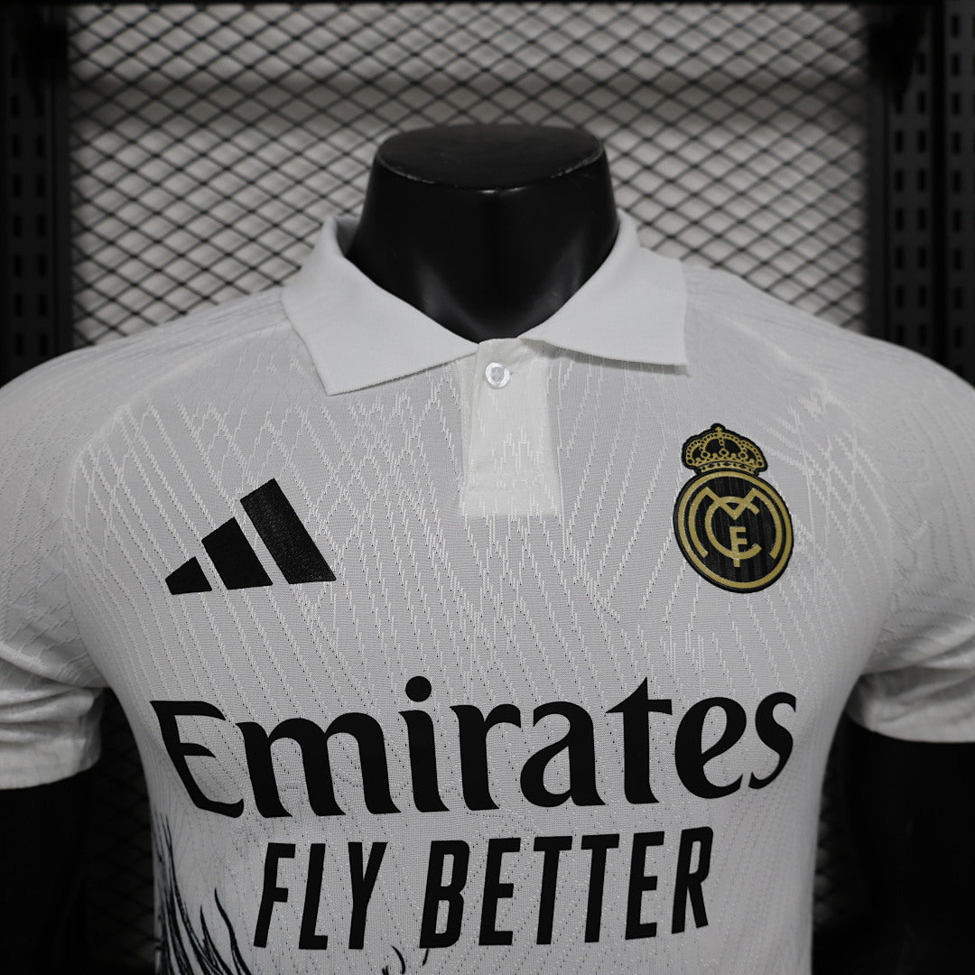 Camiseta Real Madrid Gris Claro y Negra Edición Especial 2024/25 Versión Jugador - espalda