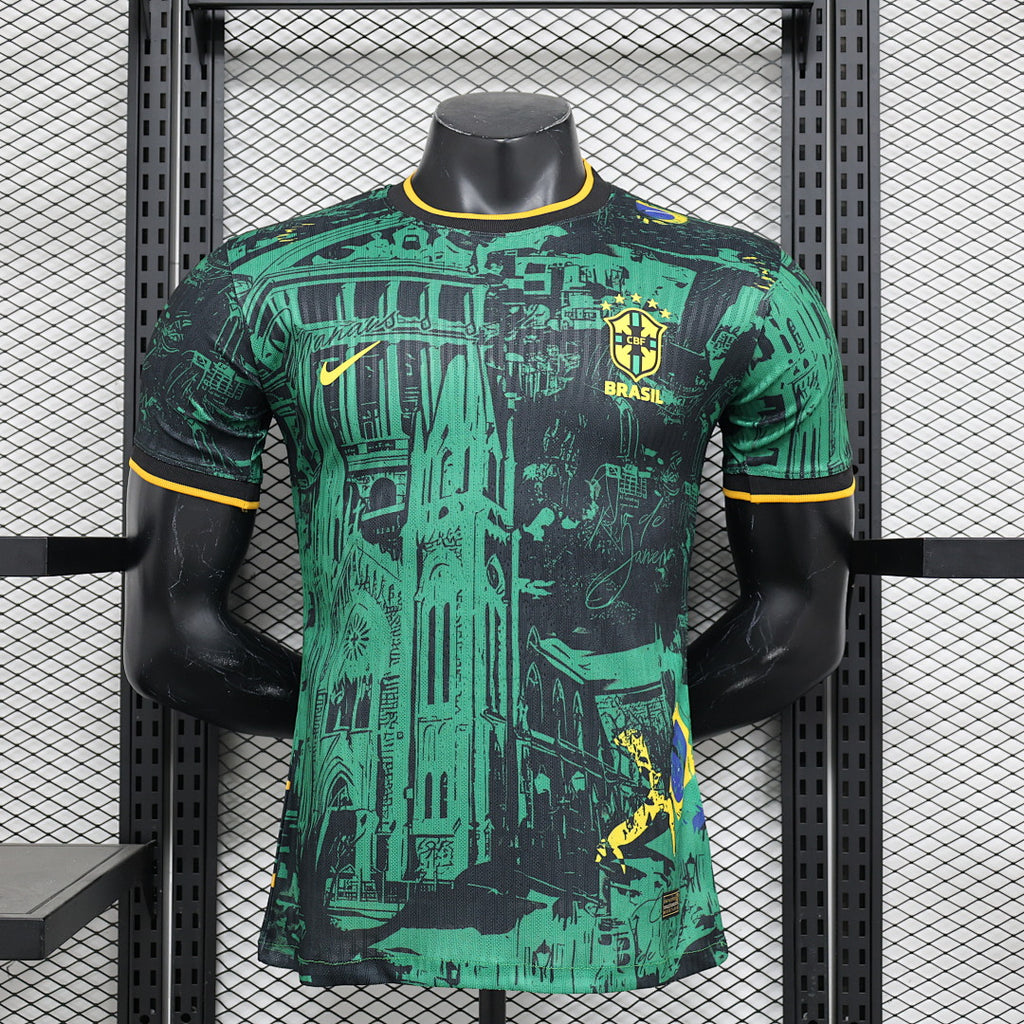 Camiseta Brasil Turquesa y Negra Edición Especial 2024 Versión Jugador - frente