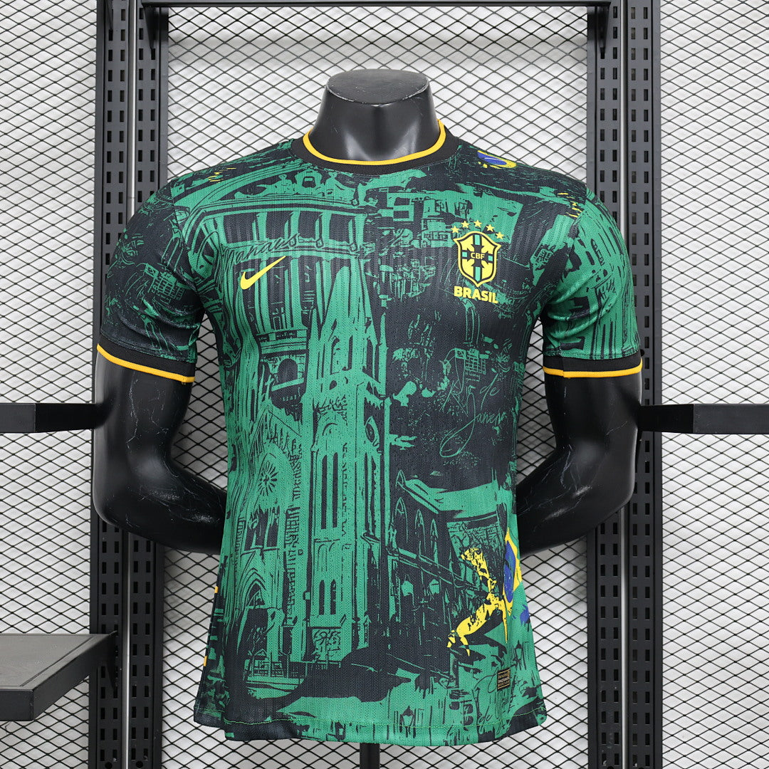 Camiseta Brasil Turquesa y Negra Edición Especial 2024 Versión Jugador - frente