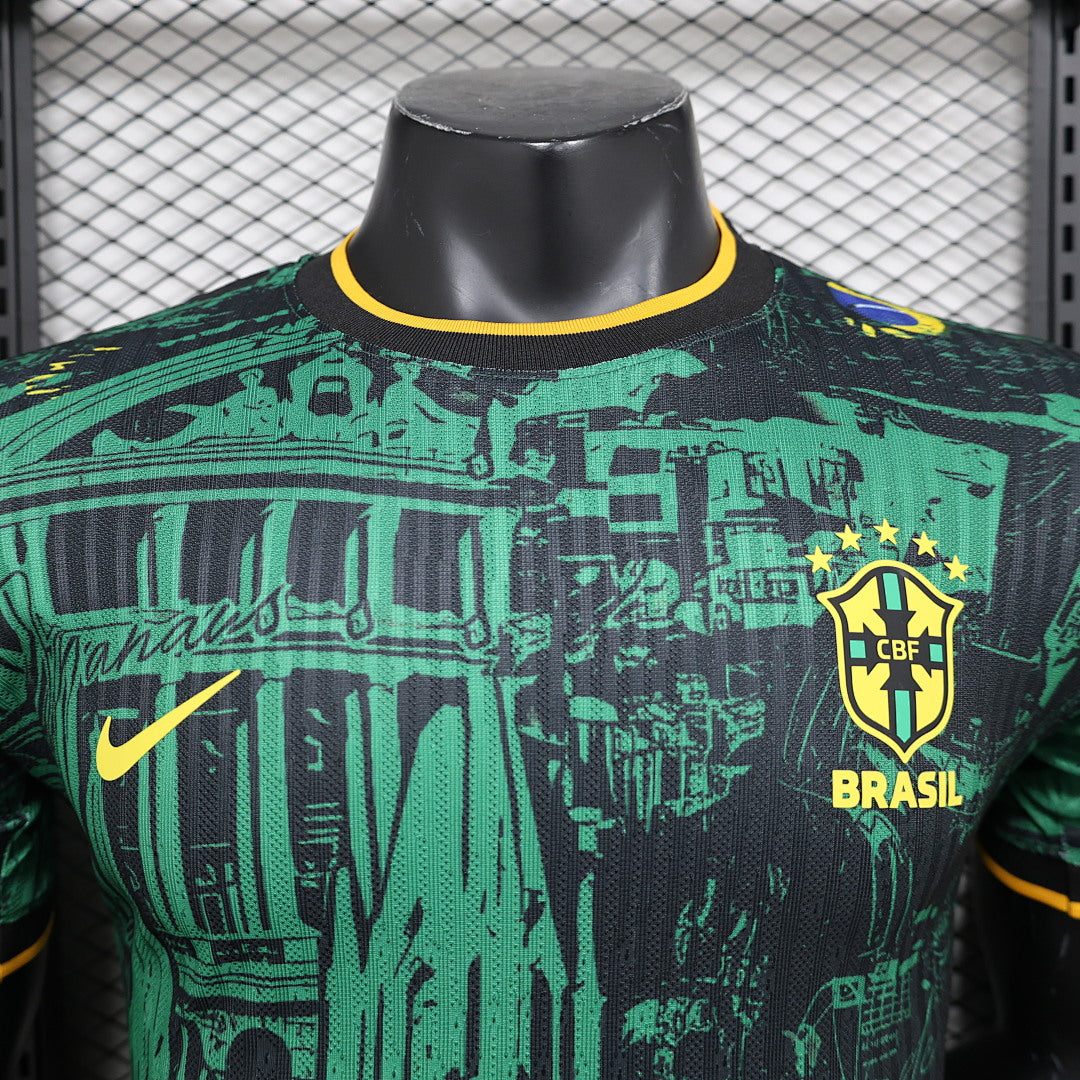 Camiseta Brasil Verde y Verde Oscuro Edición Especial 2024 Versión Jugador - espalda