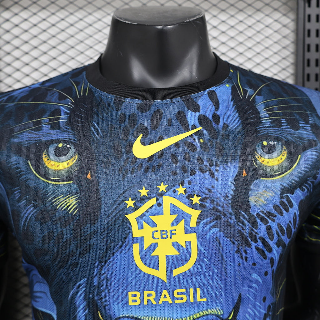 Camiseta Brasil Azul y Gris Edición Especial 2024 Versión Jugador - espalda