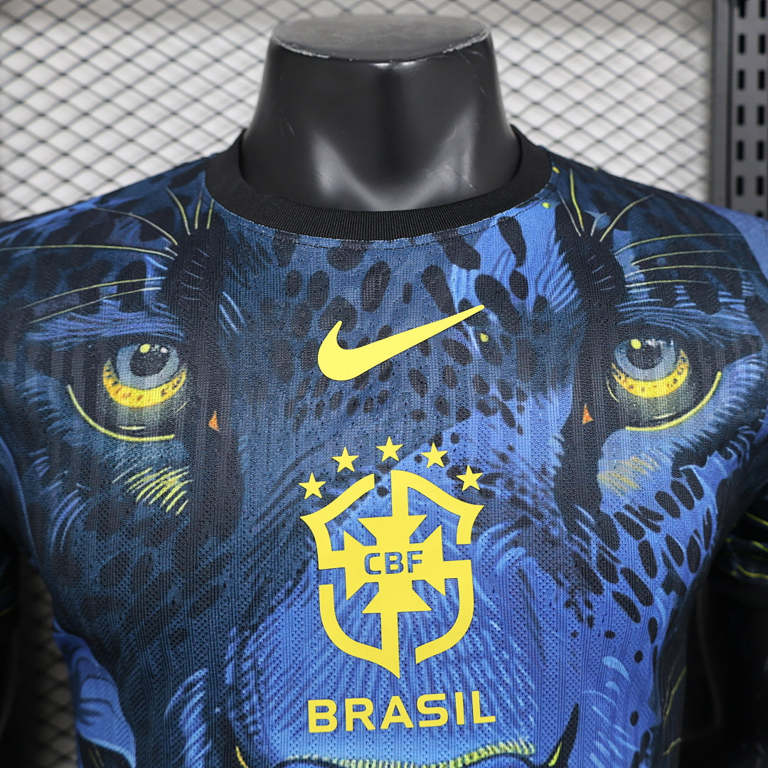 Camiseta Brasil Azul y Gris Edición Especial 2024 Versión Jugador - espalda