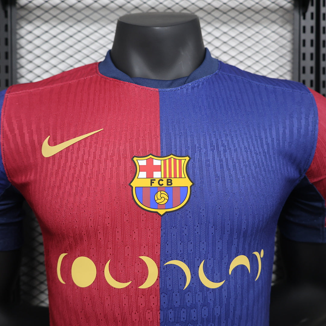Camiseta FC Barcelona Local Roja y Gris 2024/25 Versión Jugador - espalda