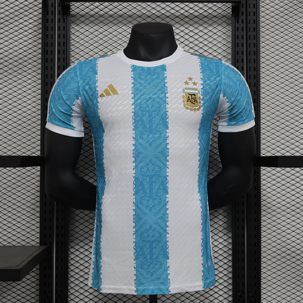 Camiseta Argentina Azul y Gris Claro Edición Especial 2024 Versión Jugador - frente