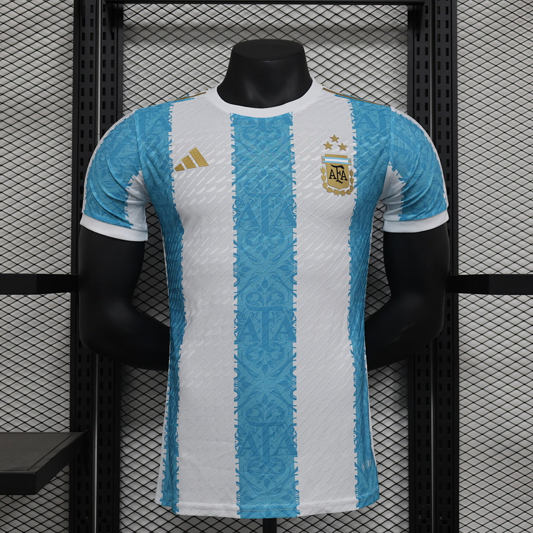 Camiseta Argentina Azul y Gris Claro Edición Especial 2024 Versión Jugador - frente