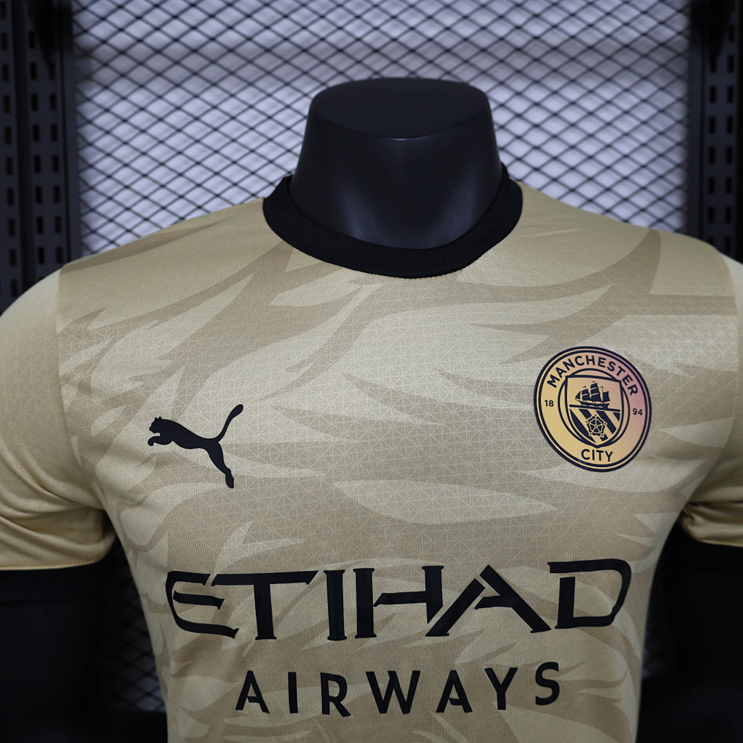 Camiseta Manchester City Amarilla y Negra Edición Especial 2024/25 Versión Jugador - espalda