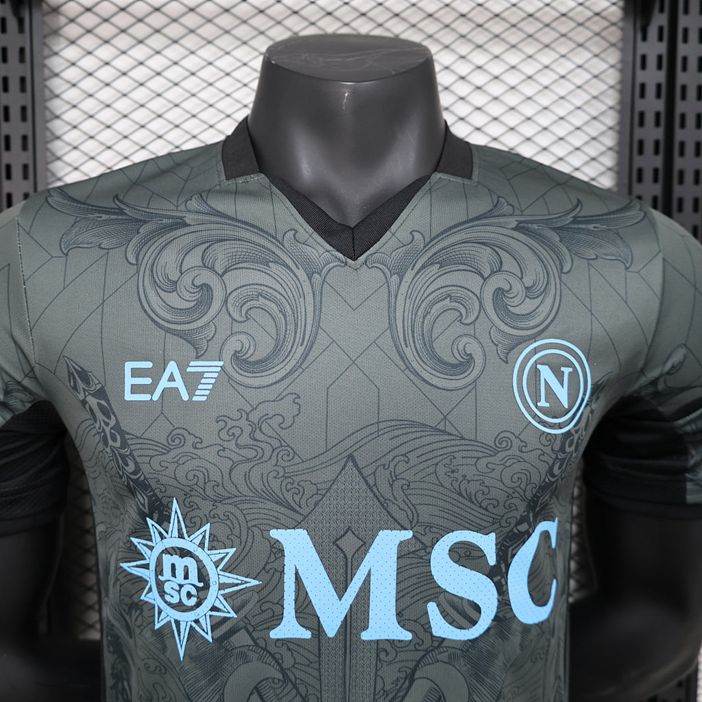 Camiseta SSC Napoli Gris y Negra Edición Especial 2024/25 Versión Jugador - espalda