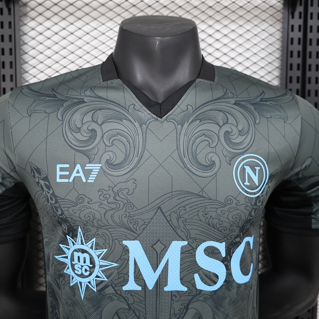 Camiseta SSC Napoli Gris y Negra Edición Especial 2024/25 Versión Jugador - espalda