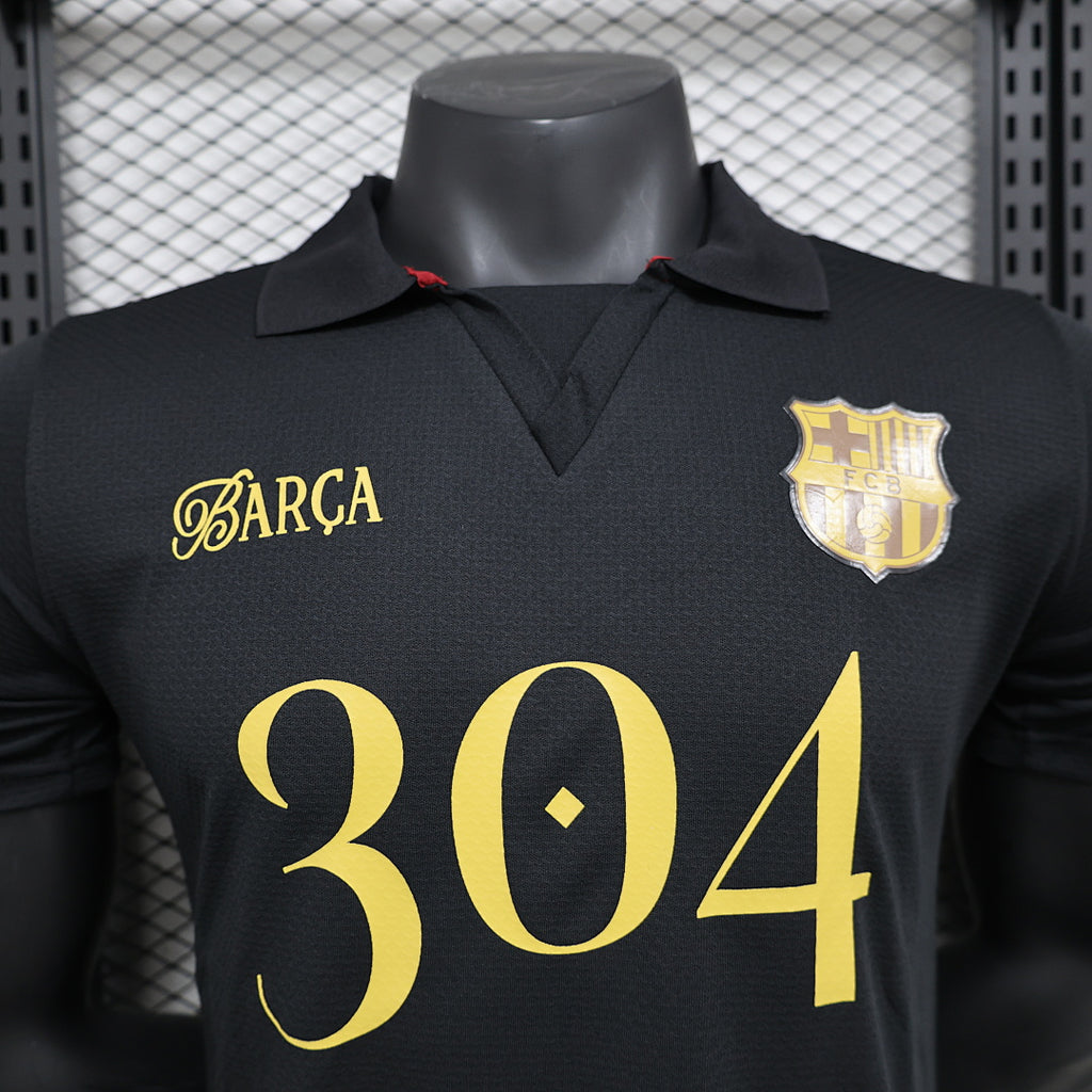 Camiseta FC Barcelona Amarilla y Negra Edición Especial 2024/25 Versión Jugador - espalda