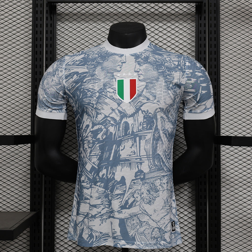 Camiseta Italia Gris Claro y Gris Edición Especial 2024 Versión Jugador - frente