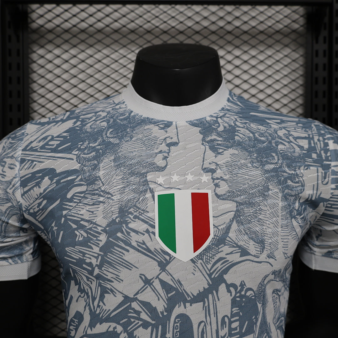Camiseta Italia Gris Claro y Gris Edición Especial 2024 Versión Jugador - espalda