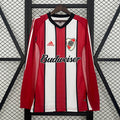 Camiseta Retro River Plate Visita Roja y Gris Claro Manga Larga 03/04 - frente