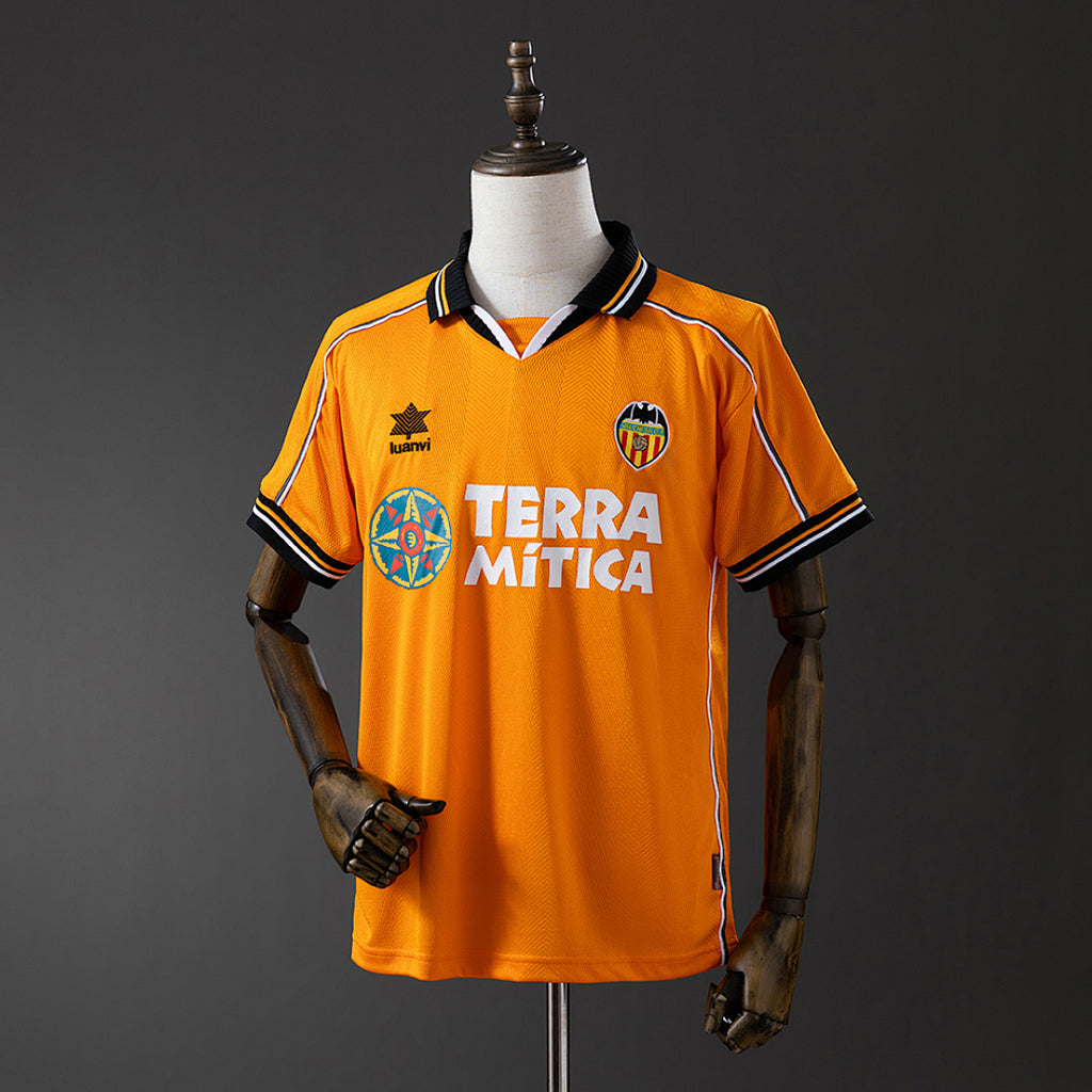 Camiseta Retro Valencia CF Visita Negra y Dorada 99/00 - frente