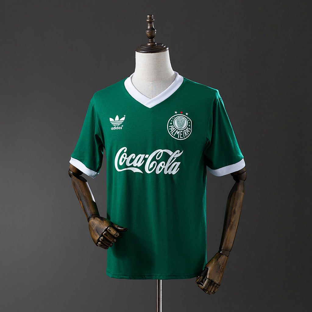 Camiseta Retro Palmeiras Local Negra y Gris 1987 - frente