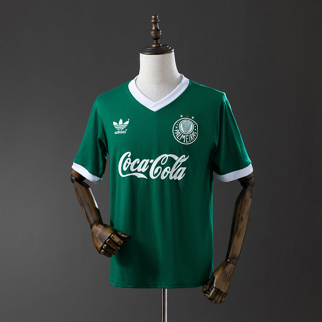 Camiseta Retro Palmeiras Local Negra y Gris 1987 - frente