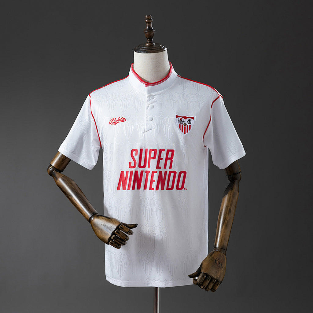 Camiseta Retro Sevilla FC Local Gris Claro y Gris 91/92 - frente