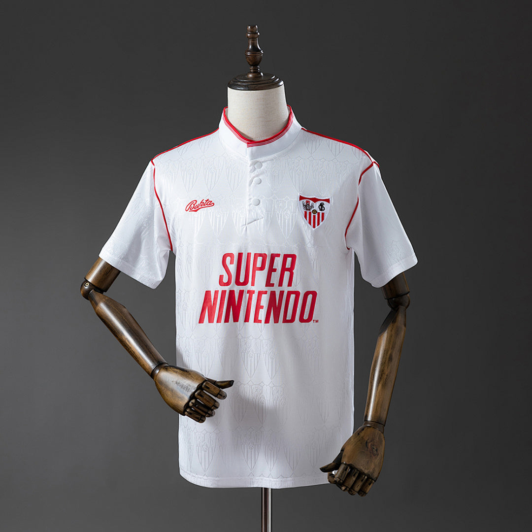 Camiseta Retro Sevilla FC Local Gris Claro y Gris 91/92 - frente