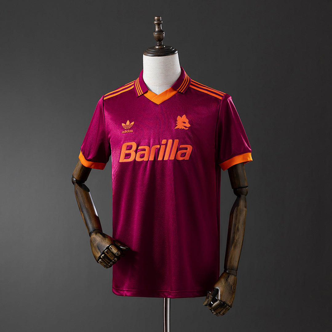 Camiseta Retro AS Roma Local Negra y Roja 92/94 - frente