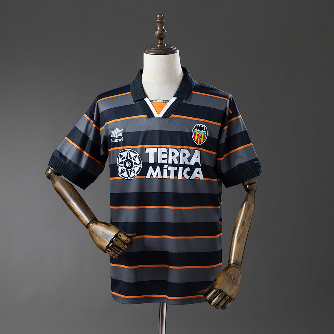 Camiseta Retro Valencia CF Visita Negra y Gris 99/00 - frente