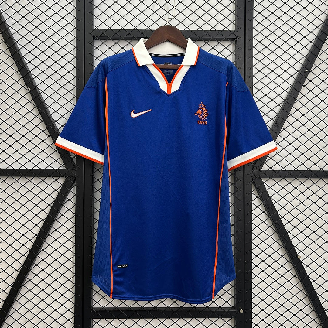 Camiseta Retro Países Bajos Local Azul Marino y Negra 1998 - frente