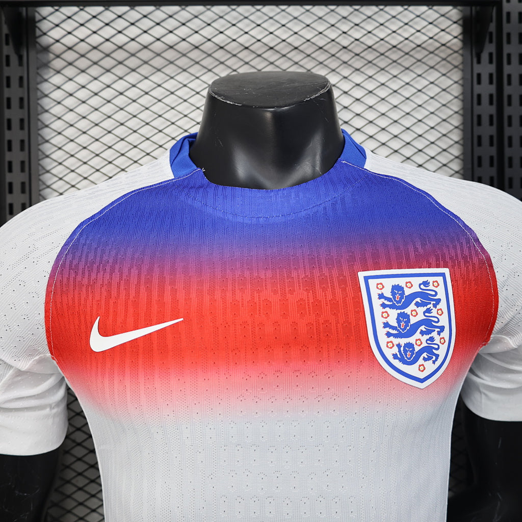 Camiseta Inglaterra Local Roja y Gris Claro 2025 Versión Jugador - espalda