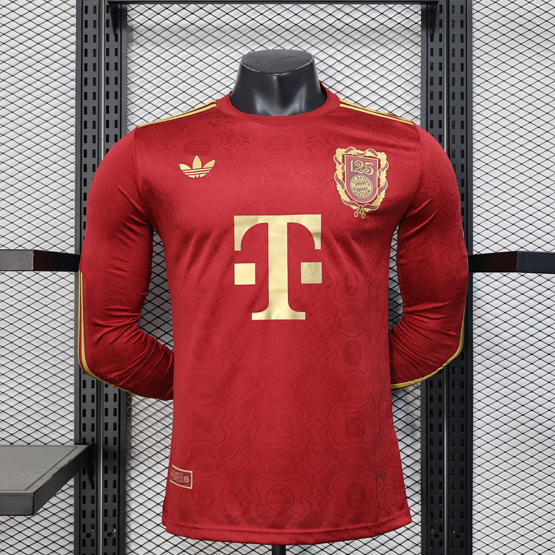 Camiseta Bayern Múnich Roja 125º Aniversario Manga Larga 2025/26 Versión Jugador - frente