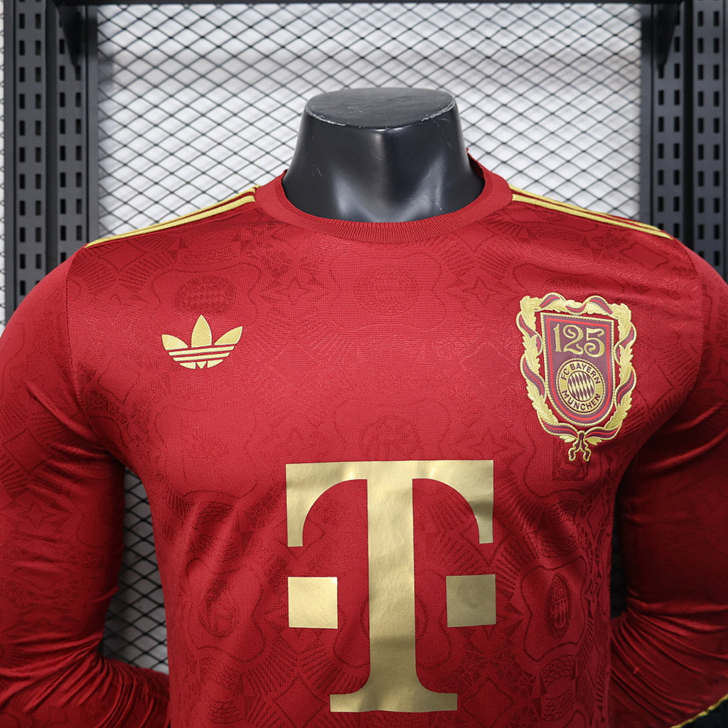 Camiseta Bayern Múnich Roja 125º Aniversario Manga Larga 2025/26 Versión Jugador - espalda