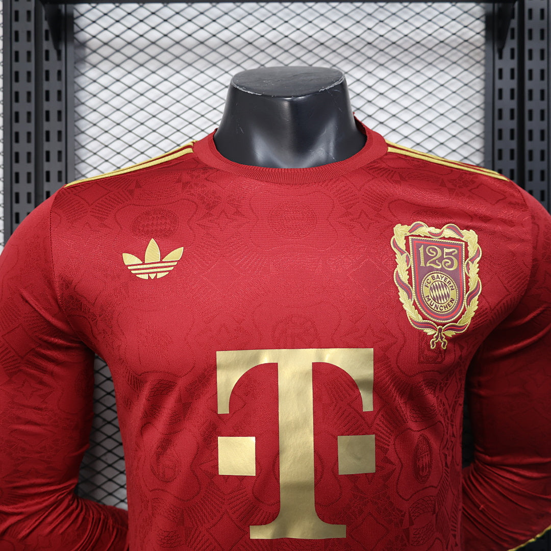 Camiseta Bayern Múnich Roja 125º Aniversario Manga Larga 2025/26 Versión Jugador - espalda