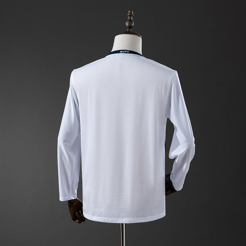 Camiseta Retro Manchester United Visita Celeste y Negra Champions League Manga Larga 08/09 - espalda