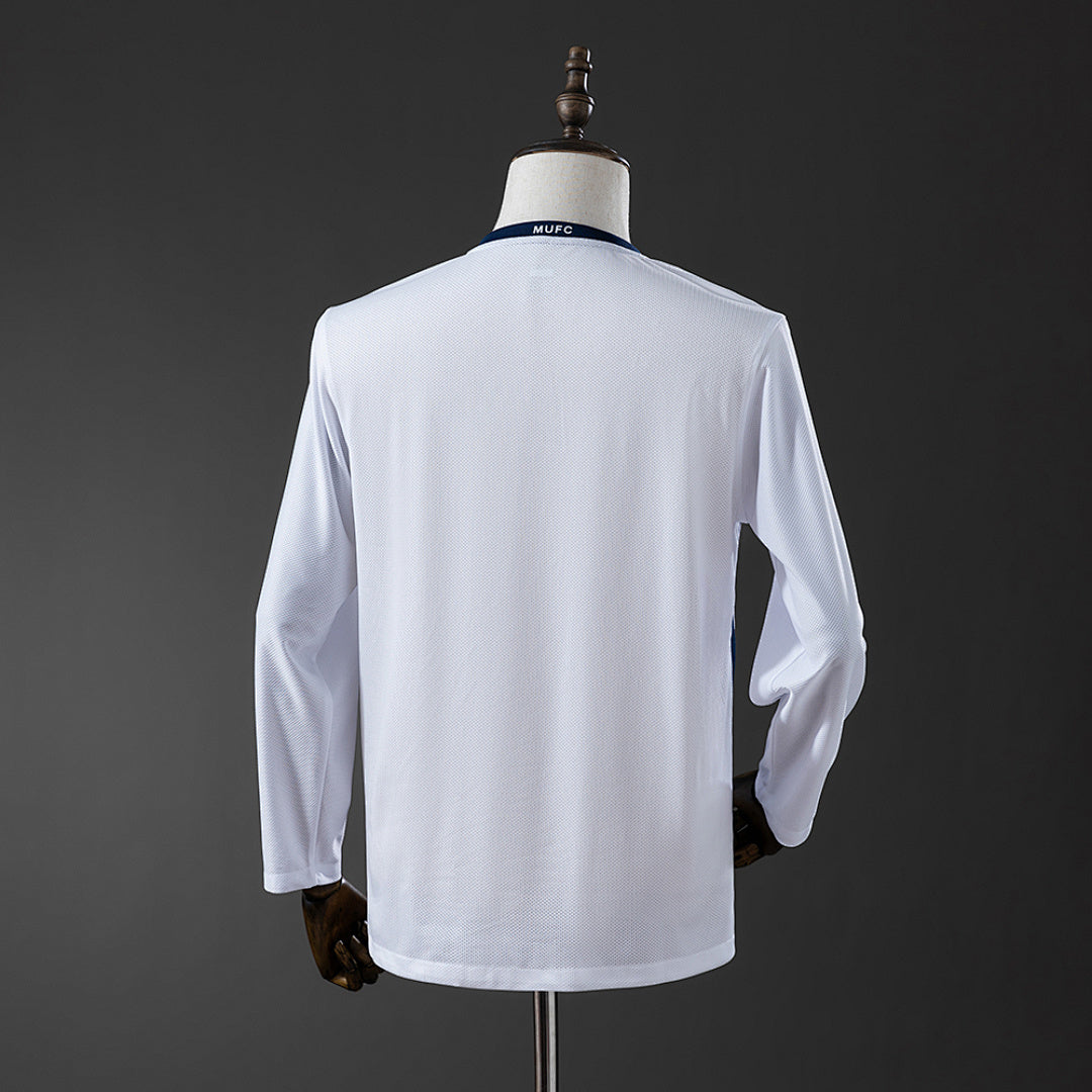 Camiseta Retro Manchester United Visita Celeste y Negra Champions League Manga Larga 08/09 - espalda