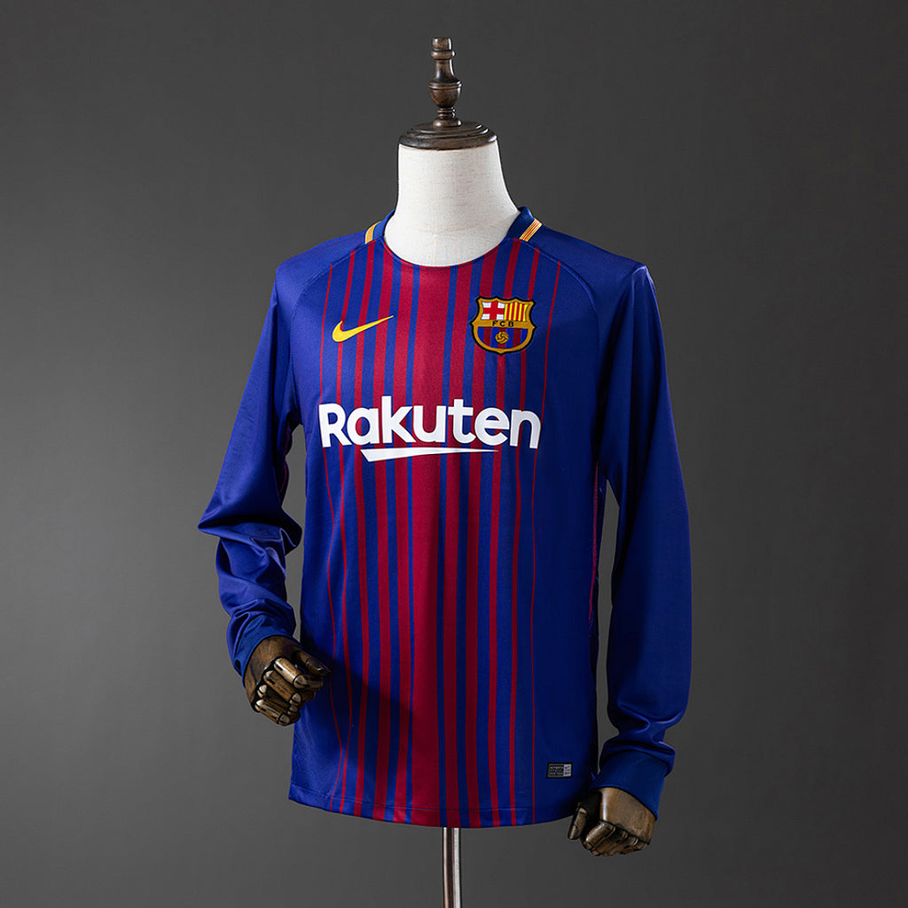 Camiseta Retro FC Barcelona Local Azul Marino y Roja 17/18 - frente