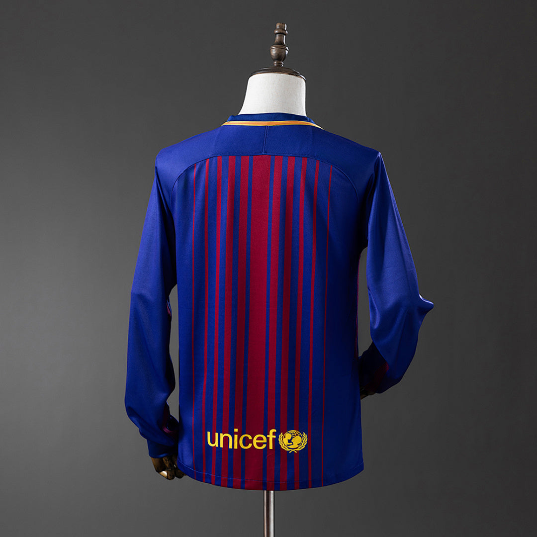 Camiseta Retro FC Barcelona Local Azul Marino y Roja 17/18 - espalda