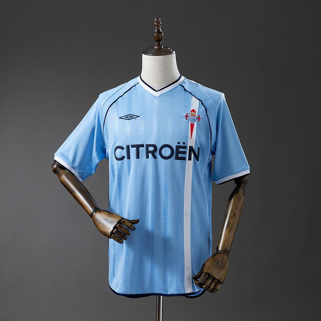 Camiseta Retro Celta de Vigo Local Celeste y Gris 01/02 - frente