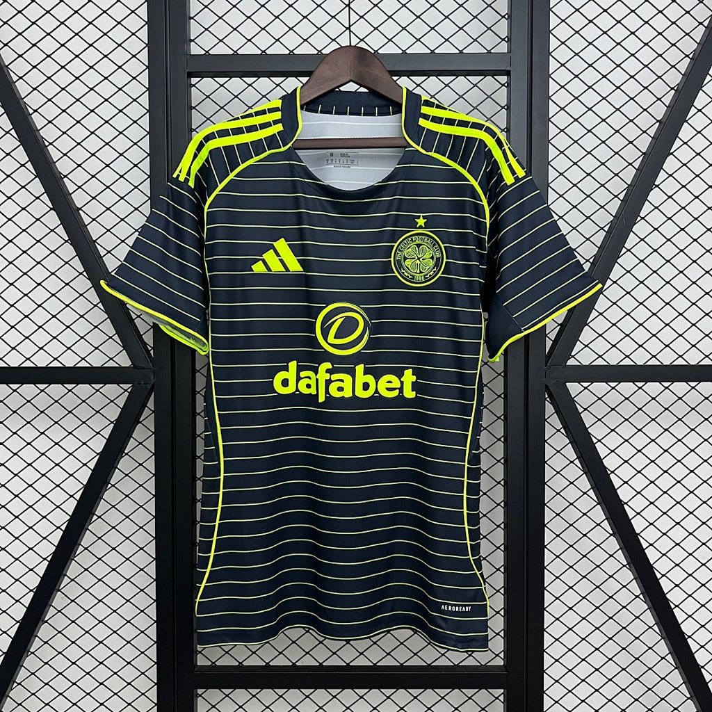 Camiseta Celtic Visita Negra y Gris 2025/26 - frente