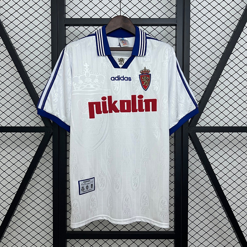 Camiseta Retro Real Zaragoza Local Celeste y Negra 97/98 - frente