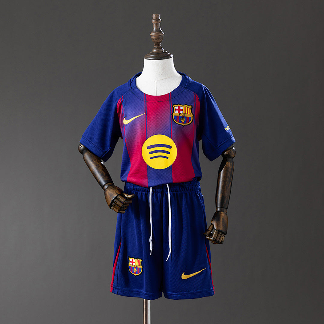 Conjunto Niños FC Barcelona Local Gris y Roja 2025/26 - frente