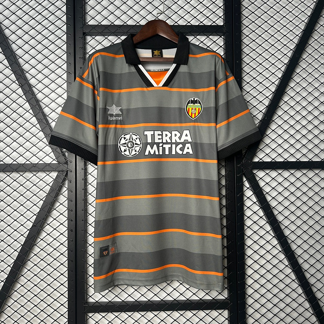 Camiseta Retro Valencia CF Tercera Gris y Dorada 99/00 - frente