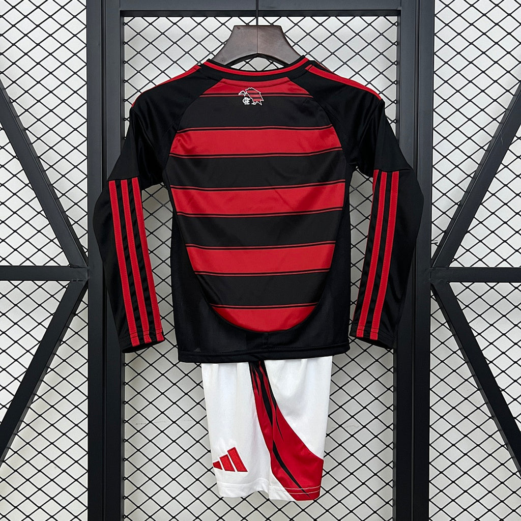 Conjunto Niños Flamengo Local Negra y Roja 2025/26 - espalda