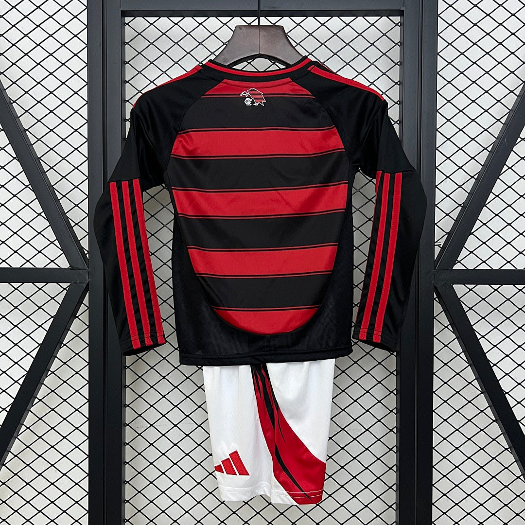 Conjunto Niños Flamengo Local Negra y Roja 2025/26 - espalda
