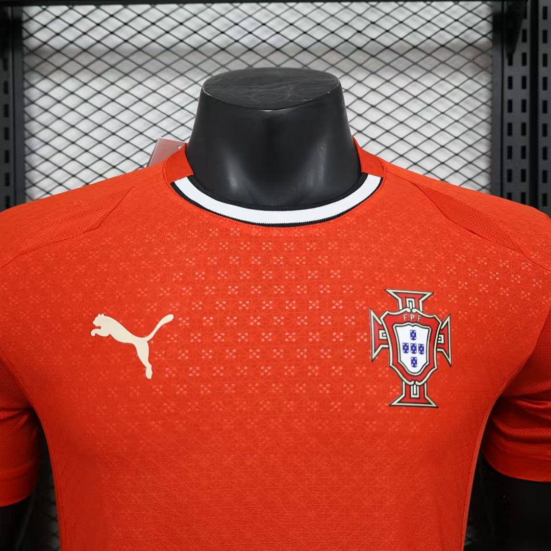 Camiseta Portugal Local Roja y Negra 2025 Versión Jugador - espalda