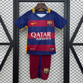 Conjunto Niños FC Barcelona Local Azul Marino y Gris Claro 15/16 - frente