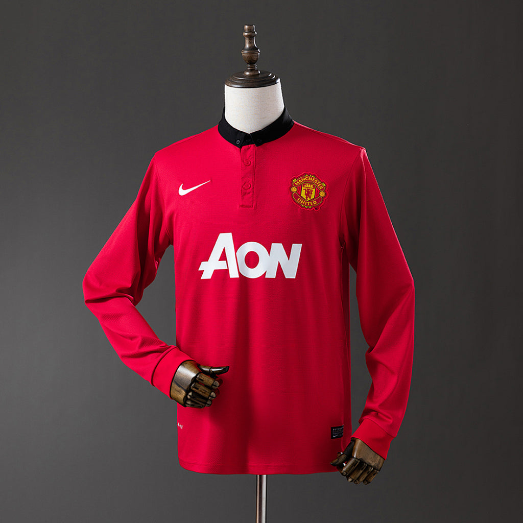 Camiseta Retro Manchester United Local Manga Larga 13/14 - frente